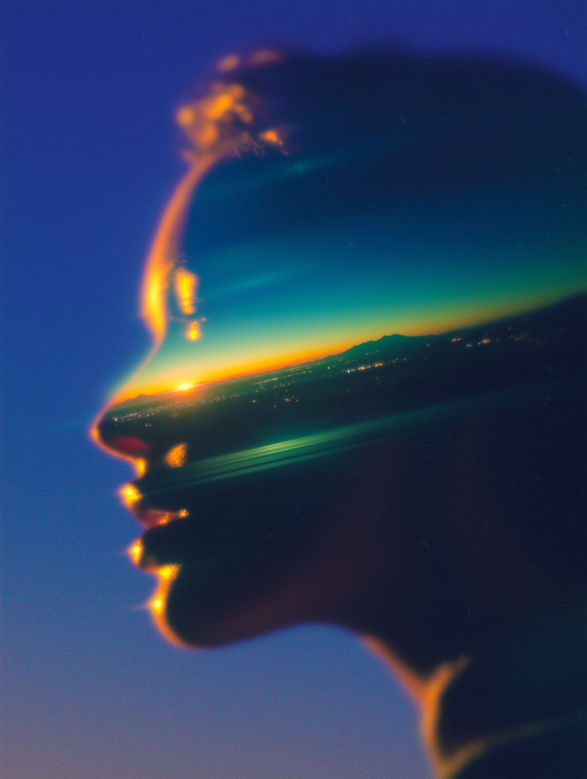 A coastline at dusk, generated for social